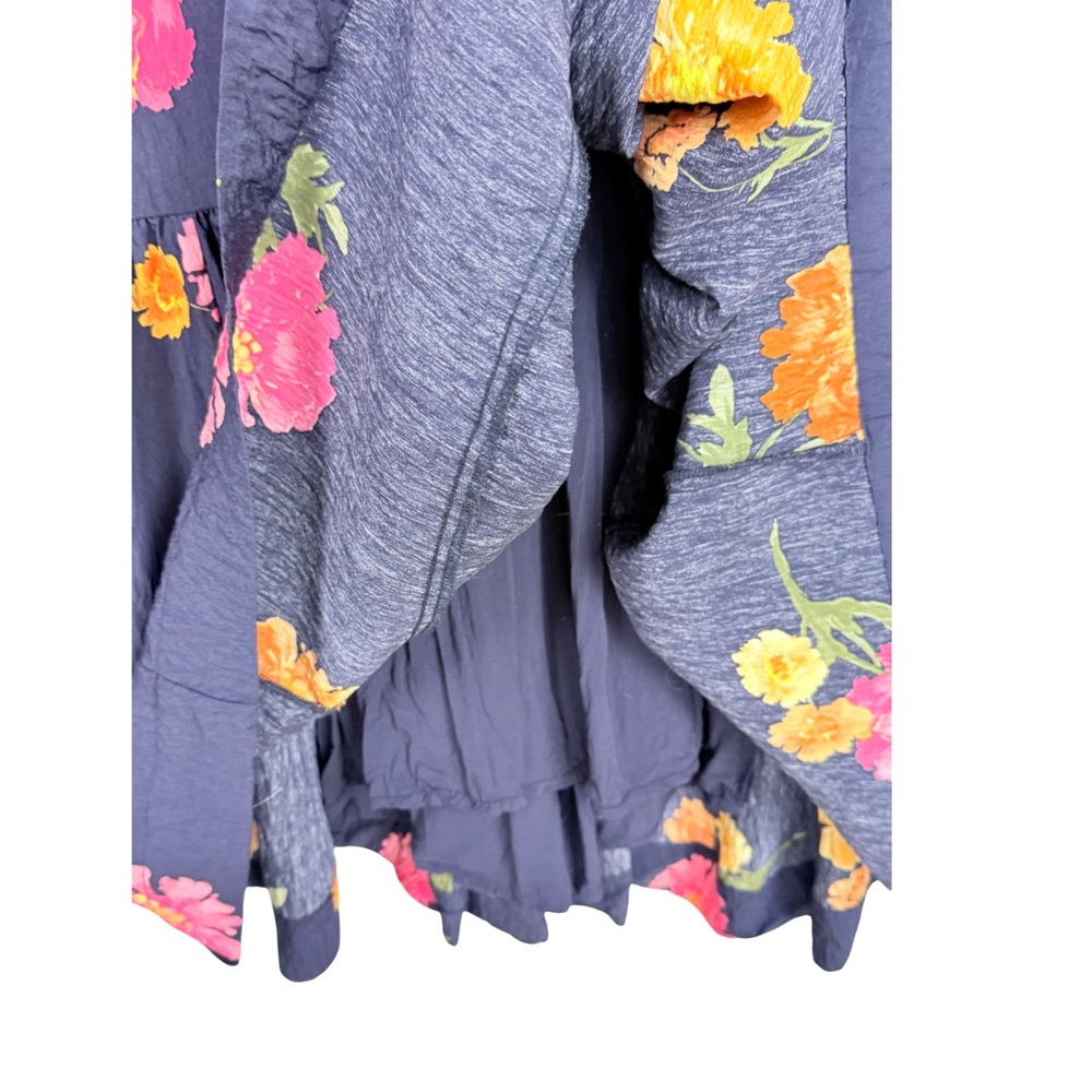 Anthropologie Floral Ruffle Blue Motif Maxi Dress relaxed fit Bohemian A-Line - Picture 7 of 11